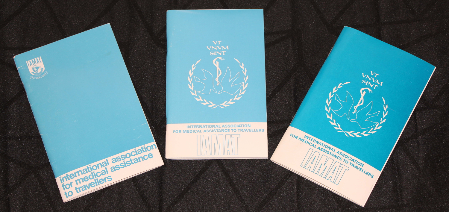 The evolution of the IAMAT Medical Directory. From left to right: pre-1972, 1973, and 1982.