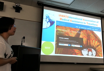 Angeline telling her colleagues about IAMAT at UTMB.