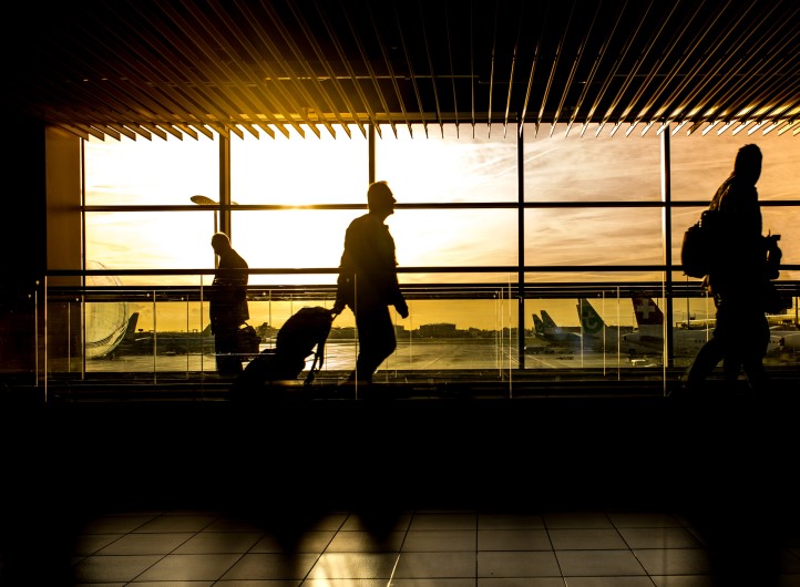 Man walking through airport