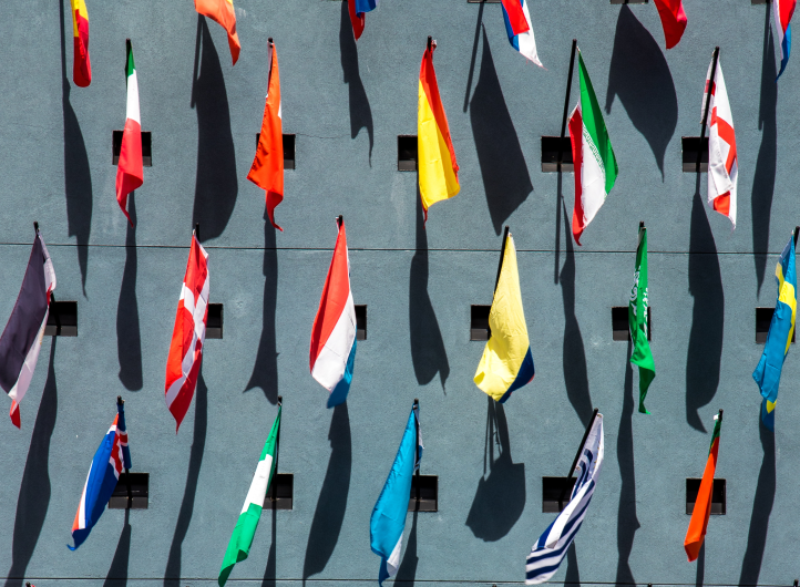 Country flags on wall