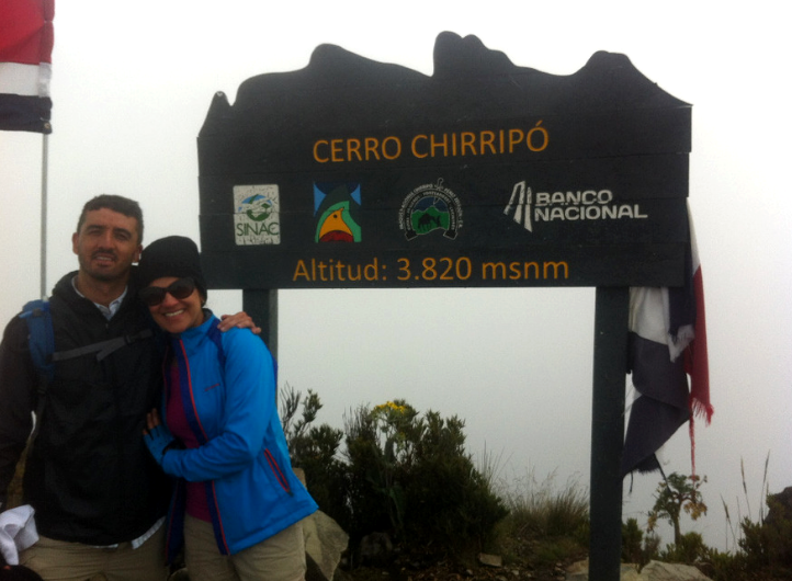 Manuel Villalobos and his wife at the summit of Cerro Chirripo