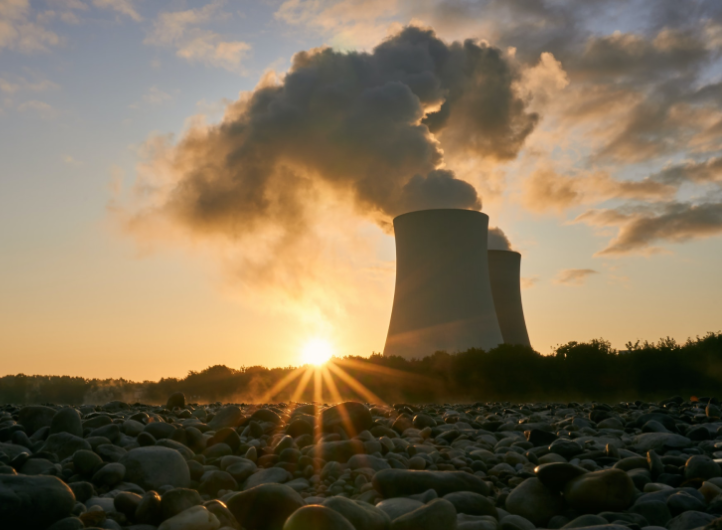 Sunset over nuclear plant